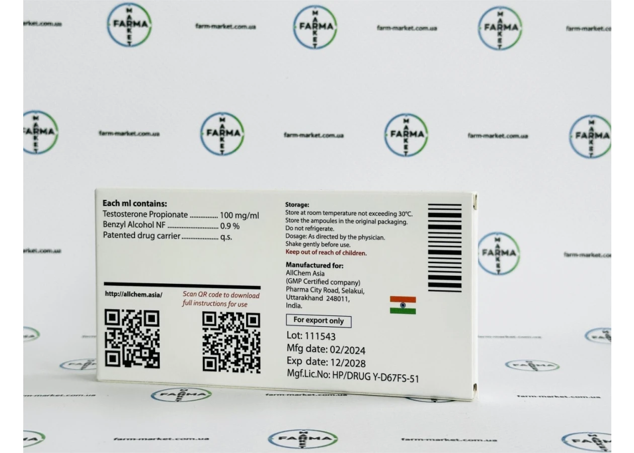 Фото 4 - Test100 Allchem Asia (Тестостерон пропионат Алчем) 100мг 1мл